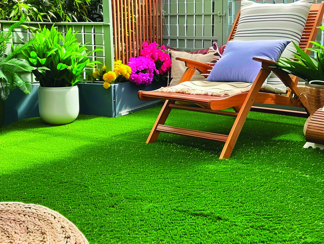 Détail gazon synthétique